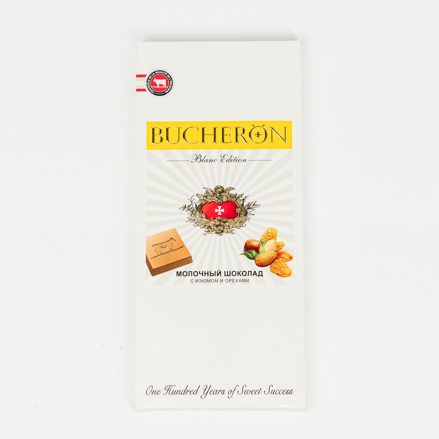 Шоколад BUCHERON Blanc Edition молочный c изюмом и орехами 85 г