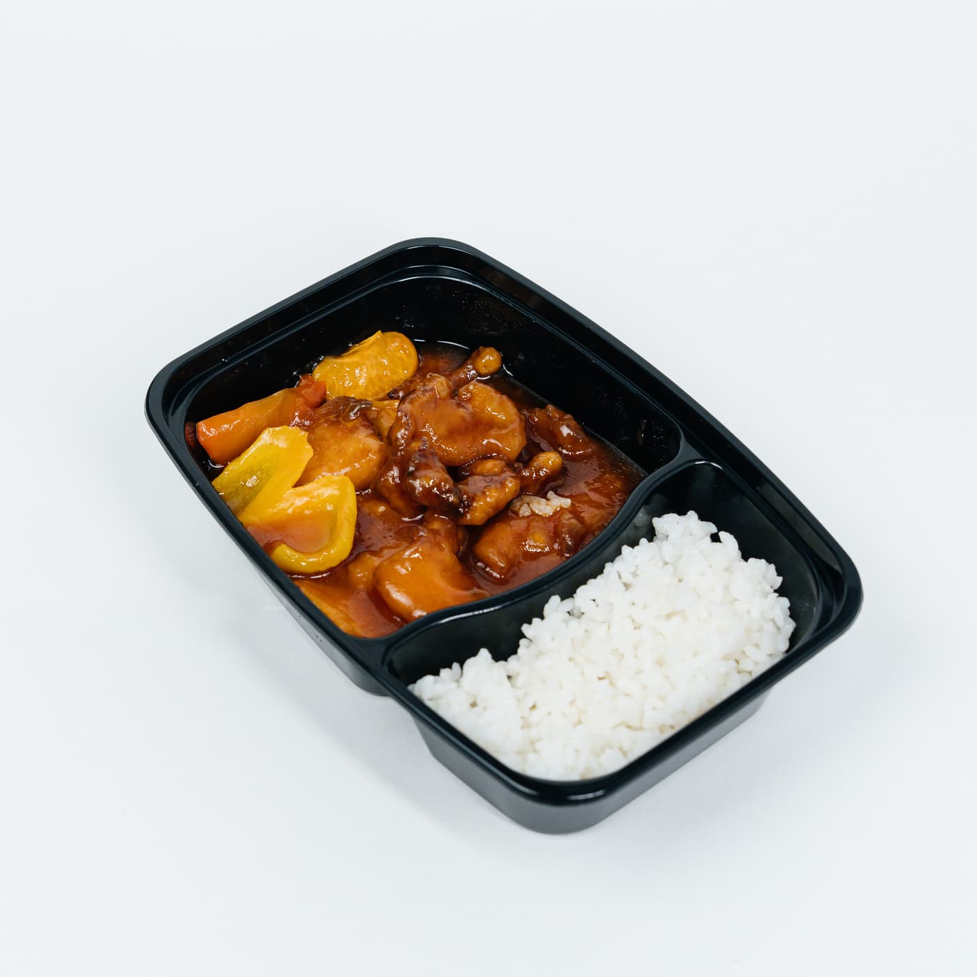 Курица в кисло-сладком соусе /рис 300/100гр