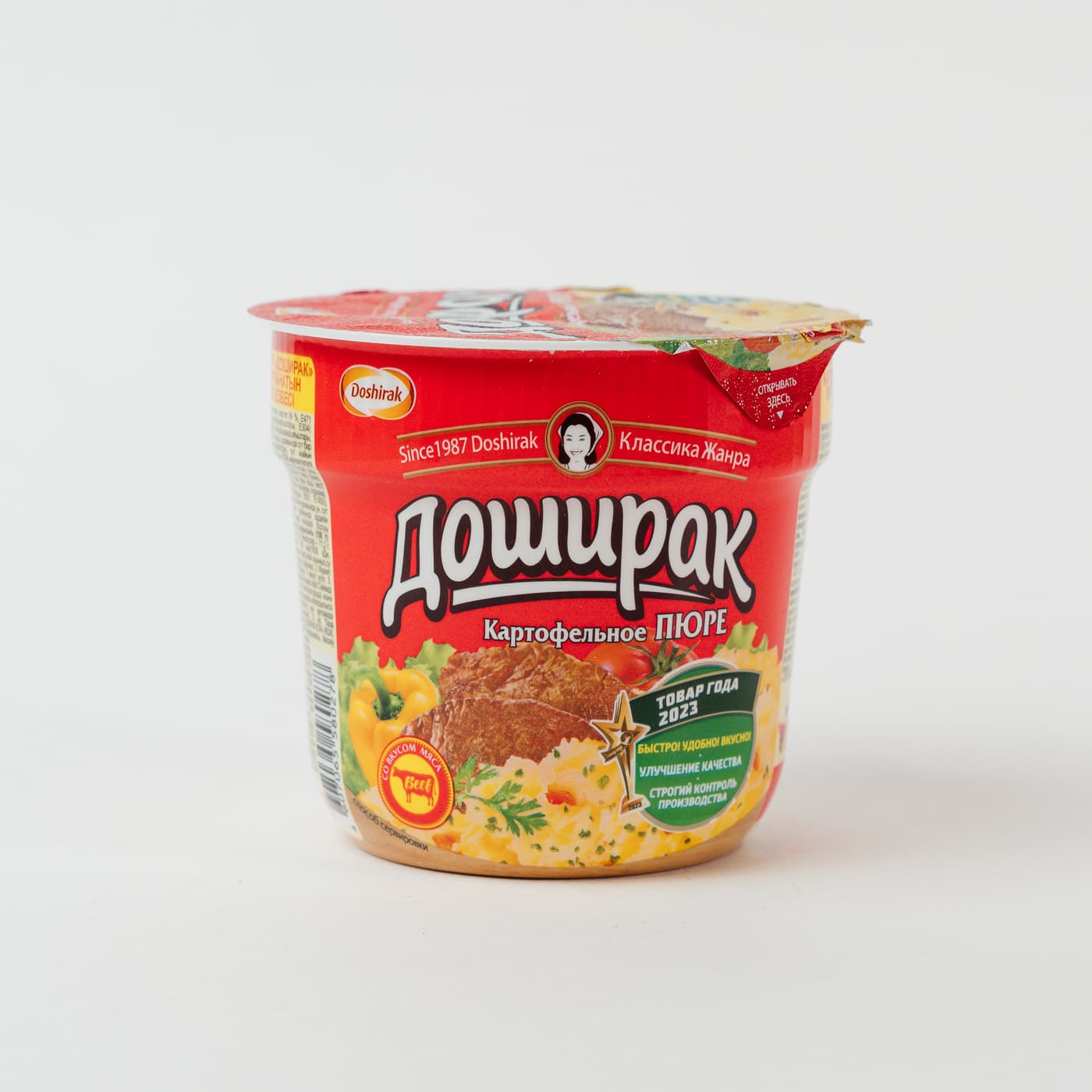 Пюре картофельное Доширак со вкусом мяса 40гр (стакан)
