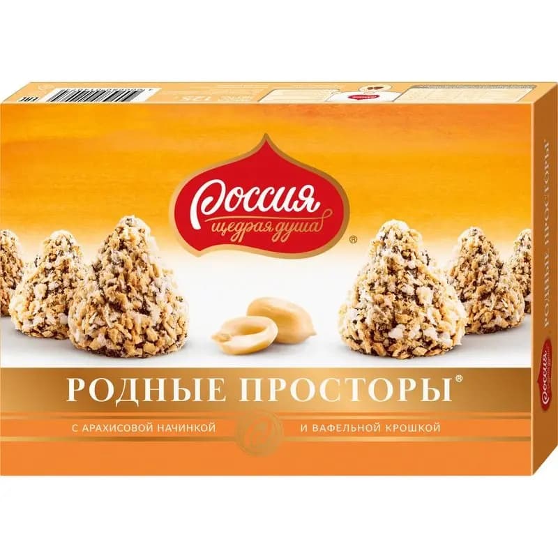 Конфеты РОССИЯ - ЩЕДРАЯ ДУША "Родные просторы" с вафельной крошкой 125 г